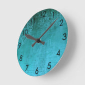 Horloge Ronde Turquoise Aqua Circuit Board ordinateur geek nerd (Angle)