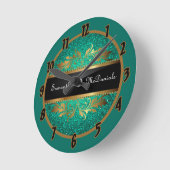 Horloge Ronde Turquoise Aqua Parties scintillant Sequin Disco Ho (Angle)