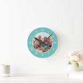 Horloge Ronde Turquoise Blanc Charmant chiffres romains Photo pe (Maison)