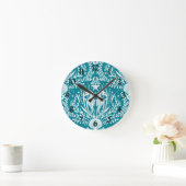 Horloge Ronde Turquoise Bleu Blanc Hippocampe Océan Vie marine C (Maison)