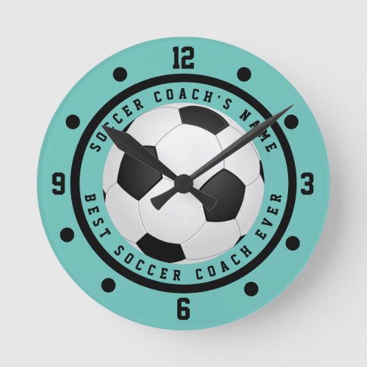 Horloge ronde Turquoise Blue Boy's Soccer Coach (Recto)