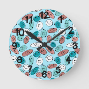 Horloge Ronde Turquoise des ovales atomiques