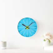 Horloge Ronde Turquoise en fleur (Maison)