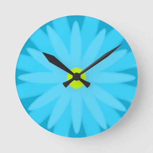 Horloge Ronde Turquoise en fleur (Recto)