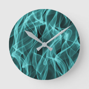 Horloge Ronde Turquoise Motif Abstrait moderne