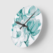 Horloge Ronde Turquoise rêve de Magnolia (Angle)