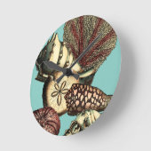 Horloge Ronde Turquoise Shell et collection de corail rouge (Angle)