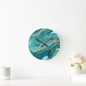 Horloge Ronde Turquoise Teal Marble Agate Gold Glitter Glam #1 (Maison)