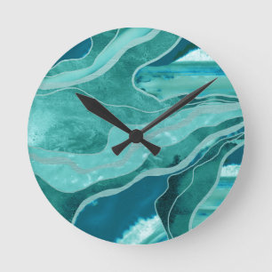 Horloge Ronde Turquoise Turquoise molle Marbre Agate Glam #1 #d