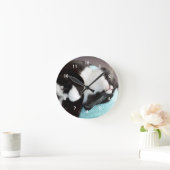 Horloge Ronde tuxedo chat chin vue kitty image (Maison)