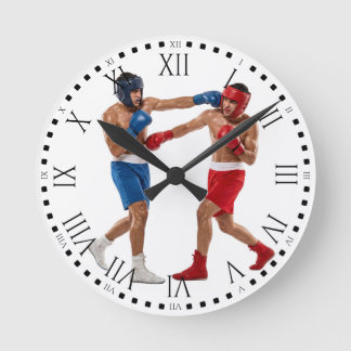 Horloge Ronde Two Boxers Sparring Match Boxing Gym Decor