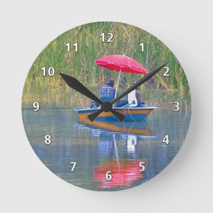 Horloge Ronde Two Fishermen at the Lake