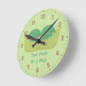 Horloge Ronde Two Peas in a Pod Twins Nursery (Angle)