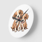 Horloge Ronde TWO PUPPIES Round Clock (Angle)