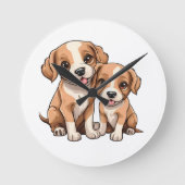 Horloge Ronde TWO PUPPIES Round Clock (Recto)