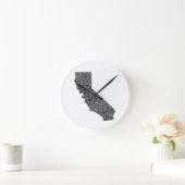 Horloge Ronde Typografy map de Californie (Maison)
