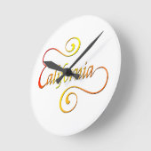 Horloge Ronde Typographie de Californie (Angle)
