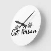 Horloge Ronde Typographie d'une personne de chat (Angle)