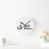 Horloge Ronde Typographie d'une personne de chat (Maison)