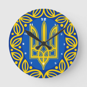 Horloge Ronde Ukraine, Drapeau, Armoiries, Tryzub ukrainien