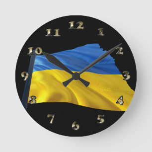 Horloge Ronde Ukraine Drapeau - Guerre, Politique, Souffrance
