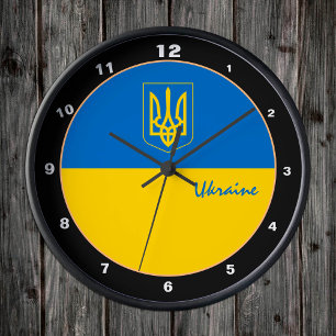 Horloge Ronde Ukraine patriotique, design tendance du drapeau uk