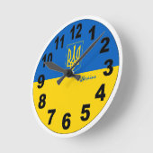 Horloge Ronde Ukrainian Flag & Ukraine Clock, large no / emblème (Angle)