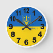 Horloge Ronde Ukrainian Flag & Ukraine Clock, large no / emblème (Recto)