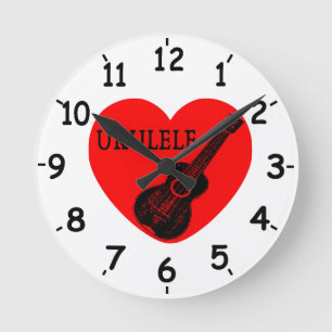 Horloge Ronde Ukulele Love