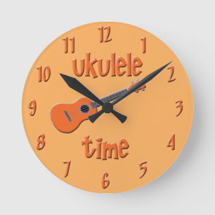 Horloge Ronde Ukulele time