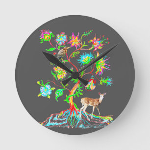 Horloge Ronde Un arbre de vie et de faune