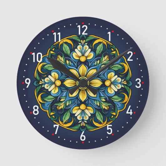 Horloge Ronde 💚 💙 💛 Un Azulejo Unique Élégance : Jardin de mi (Recto)
