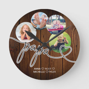 Horloge Ronde Un cadeau pour Papa Grandchildren Photo Collage Gr