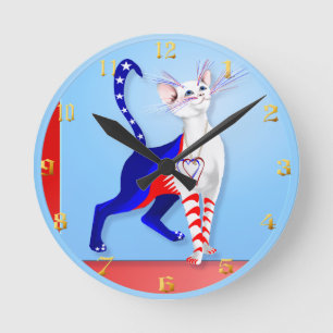 Horloge Ronde Un chat américain Wallclock