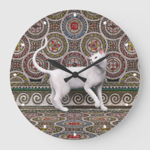 Horloge Ronde Un chat sur l'horloge mosaïque grande