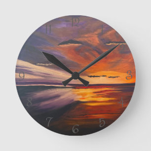 Horloge Ronde Un coucher de soleil à San Diego, Original par Gar