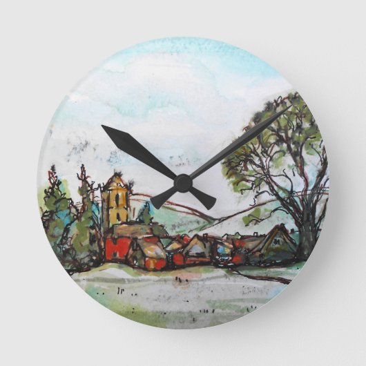 Horloge Ronde Un croquis du village britannique idyllique (Recto)