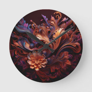Horloge Ronde Un Fleur Spatial De Couleur Pinkish