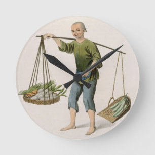 Horloge Ronde Un garçon avec des légumes, plaquent 54 'des