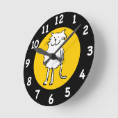 Horloge Ronde Un joyeux chat souriant en dessin amusant (Angle)