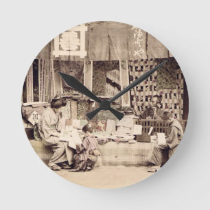 Horloge Ronde Un magasin japonais de tissu, c.1890 (phot coloré