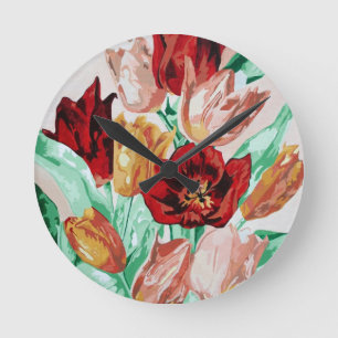 Horloge Ronde Un magnifique bouquet floral de tulipes