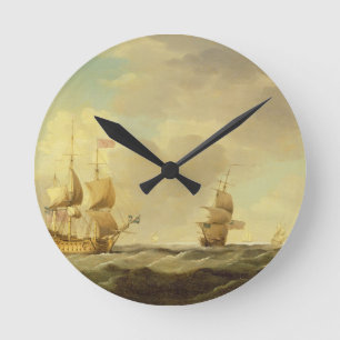 Horloge Ronde Un navire amiral anglais sous la voile facile dans