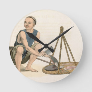 Horloge Ronde Un poissonnier, plaquent 39 'des costumes de la