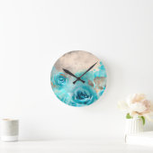 Horloge Ronde Un Shabby Bleu Chic Ephemera Design Series 7 (Maison)