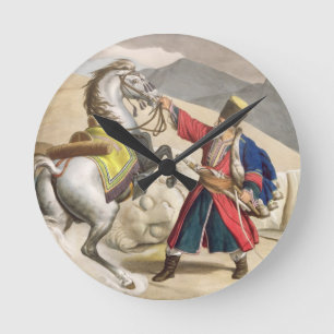 Horloge Ronde Un tartre avec son cheval, gravé par le Thierry B