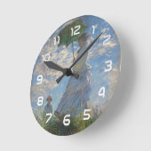 Horloge Ronde Une femme avec un parasol | Paysage français (Angle)