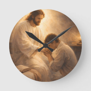 Horloge Ronde Une prière à genoux avec Jésus