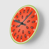 Horloge Ronde Une tranche de pastèque rouge (Angle)