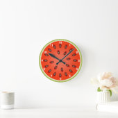 Horloge Ronde Une tranche de pastèque rouge (Maison)
